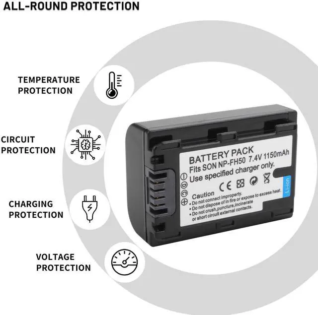 Alt view image 4 of 7 - 2-Pack NP-FH50 Battery with Dual Charger for Sony DSLRA230 DSC-HX1