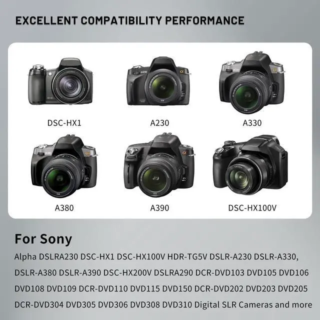 Alt view image 5 of 7 - 2-Pack NP-FH50 Battery with Dual Charger for Sony DSLRA230 DSC-HX1
