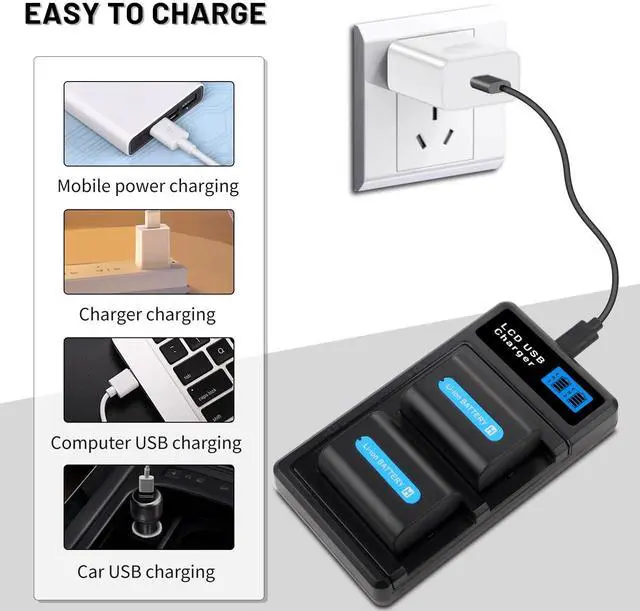 Alt view image 7 of 7 - 2-Pack NP-FH50 Battery with Dual Charger for Sony DSLRA230 DSC-HX1