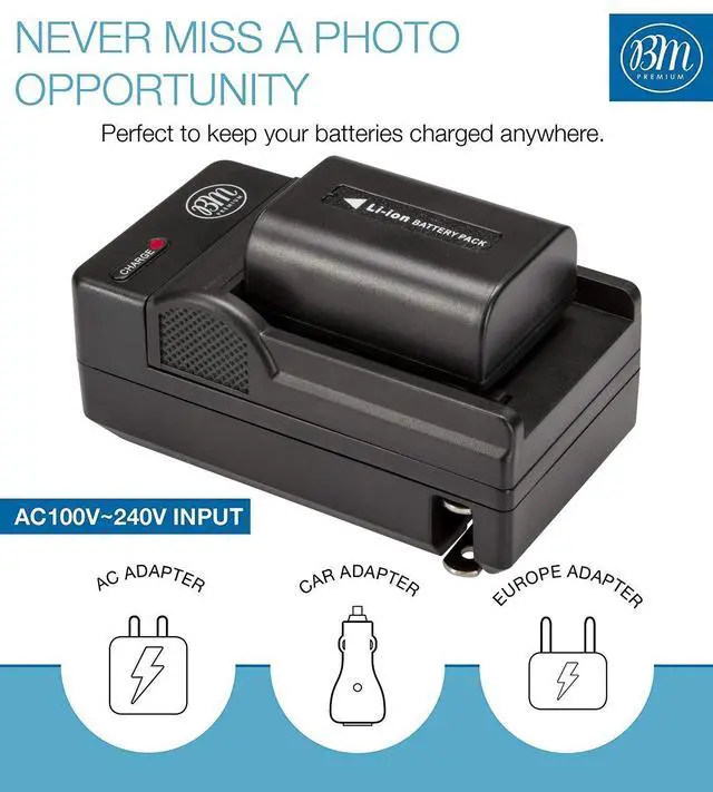 Alt view image 3 of 7 - NP-FV50 Battery and Battery Charger for Sony DCR-SX44 DCR-SX45 HDR-PJ200 HDR-PJ230 HDR-PJ380 HDR-PJ430V HDR-PJ650V HDR-PV790V HDR-TD30V Handycam Camcorder + More!!