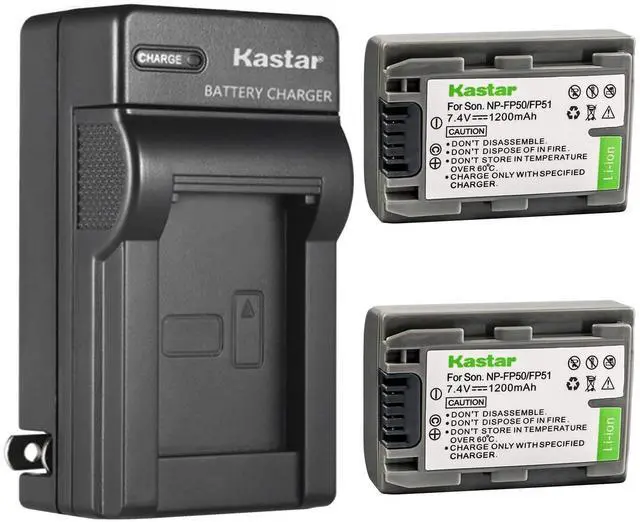 Main image of 2 Pack Battery and Charger for Sony NP-FP50 Handycam DCR-HC21 DCR-HC23 DCR-HC30 DCR-HC85 DCR-HC94 DCR-HC96 DCR-SR100 DCR-SR30 DCR-SR40 DCR-SR50 DCR-SR60 DCR-SR70 DCR-SR80 HDR-HC3 Camcorders