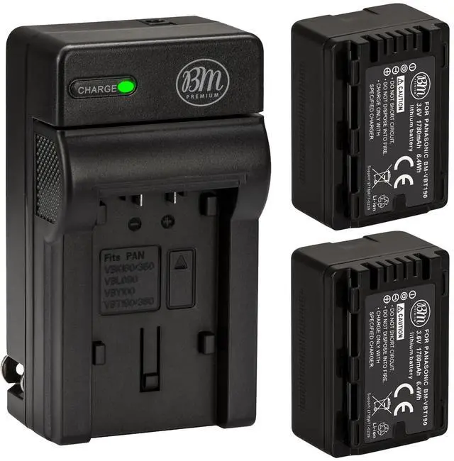 Main image of 2-Pack of VW-VBT190 Batteries and Battery Charger for HC-V800K, HC-VX1K, HC-WXF1K, HCV520, HC-V550, HCV710, HCV720, HC-V750, HC-V770, HC-VX870, HC-VX981, HC-W580, HC-W850, HCWXF99