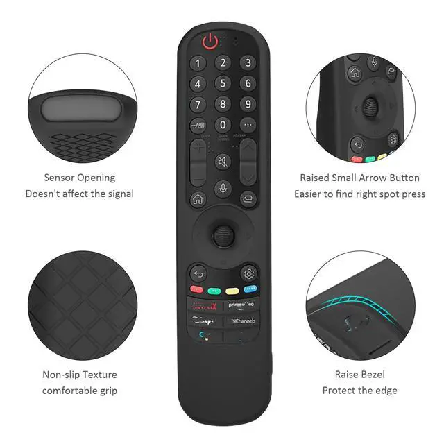 Alt view image 3 of 7 - MR21GC Remote Cover, Case Replacement for LG AN-MR21GA / AN-MR21GC Magic Remote Control 2021, Black Funda de Silicona Protectora with Lanyard
