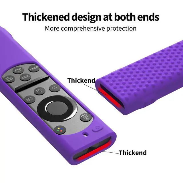Alt view image 4 of 7 - Silicone Case Cover for Samsung Smart TV Remote Control BN59-01388A Silicone Protective Sleeve for Samsung Samsung BN59-01388A Remote Cover with Lanyard (purple)