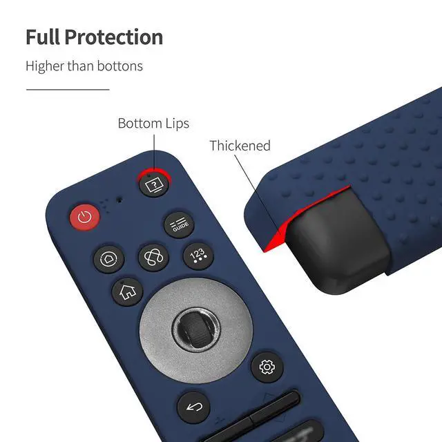 Alt view image 3 of 7 - Silicone Remote Control Case for LG MR25GA, Compatible with 2025 LG OLED Smart TVs C5, B5, G5, M5 Series, with Lanyard (Dark Blue)