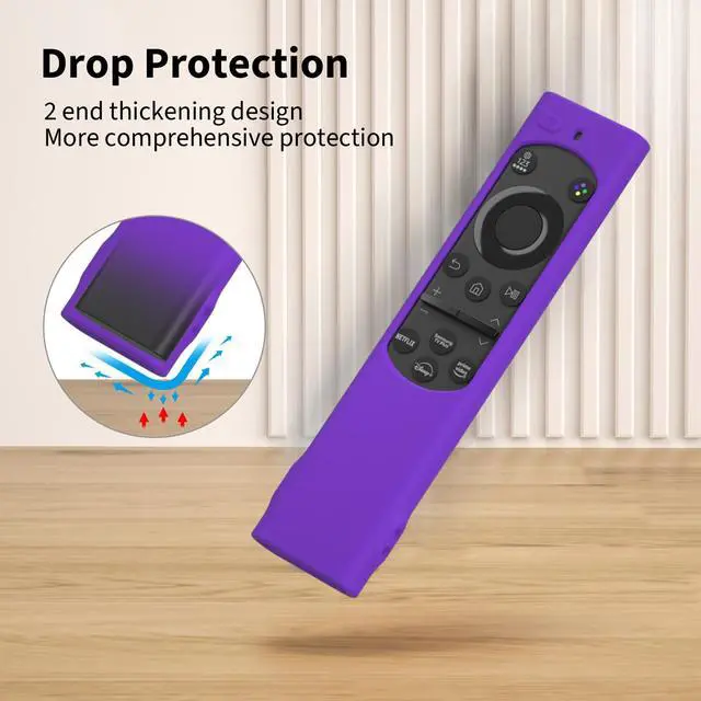 Alt view image 3 of 7 - Silicone Case Cover for Samsung Smart TV Remote Control BN59-01388A Silicone Protective Sleeve for Samsung Samsung BN59-01388A Remote Cover with Lanyard (purple)
