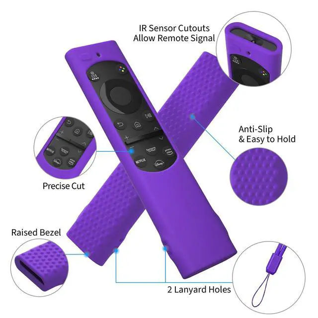 Alt view image 2 of 7 - Silicone Case Cover for Samsung Smart TV Remote Control BN59-01388A Silicone Protective Sleeve for Samsung Samsung BN59-01388A Remote Cover with Lanyard (purple)
