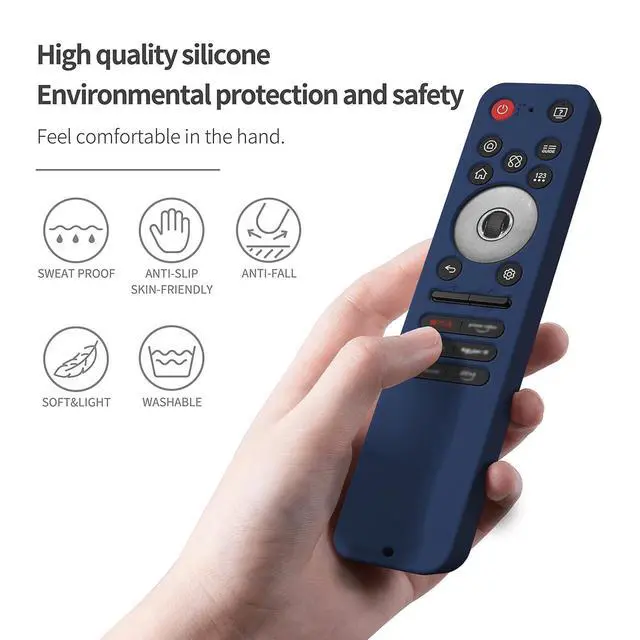 Alt view image 2 of 7 - Silicone Remote Control Case for LG MR25GA, Compatible with 2025 LG OLED Smart TVs C5, B5, G5, M5 Series, with Lanyard (Dark Blue)