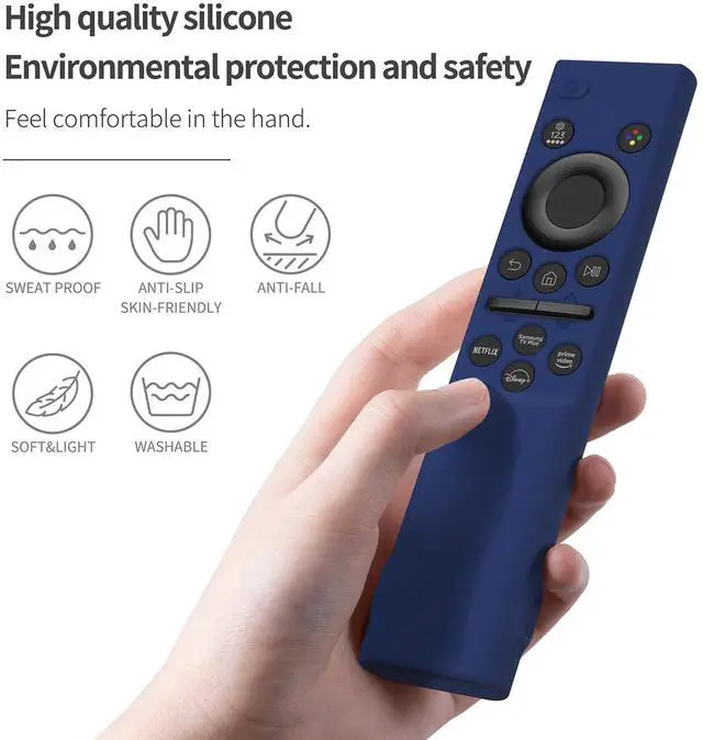 Alt view image 2 of 6 - Remote Cover Compatible with Samsung Remote bn59-01393/bn59-01388 Silicone Case Cover with Lanyard (Dark Blue)