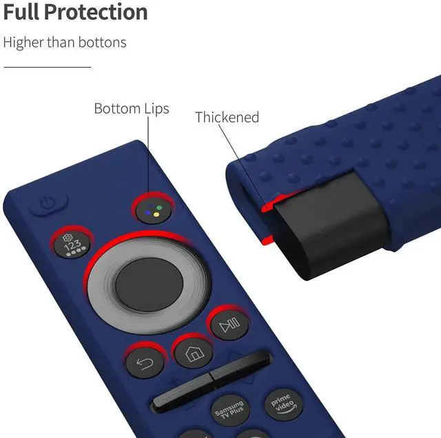 Alt view image 3 of 6 - Remote Cover Compatible with Samsung Remote bn59-01393/bn59-01388 Silicone Case Cover with Lanyard (Dark Blue)