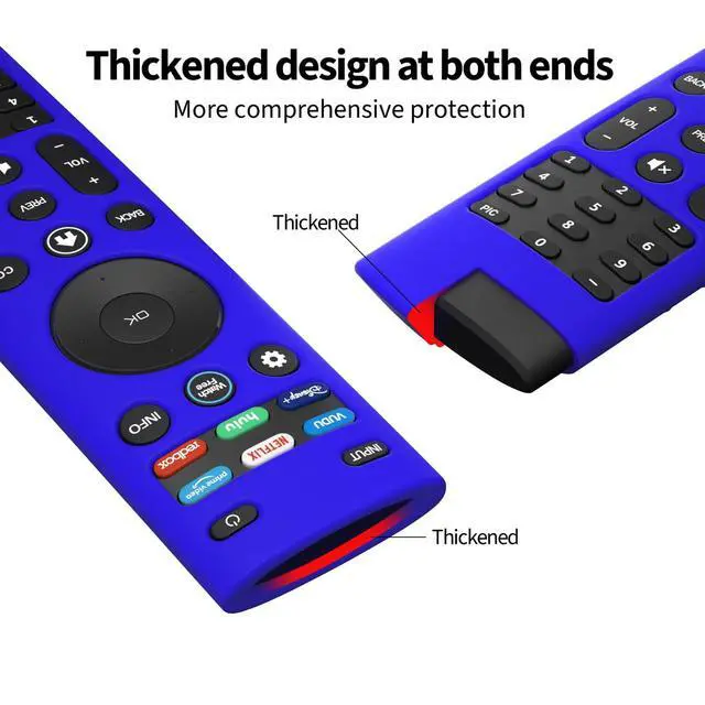 Alt view image 4 of 6 - Silicone Case Cover for Vizio XRT140 Remote Silicone Remote Cover for XRT140 Vizio Smart TV Remote Control Shockproof Sleeve with Lanyard (Blue)