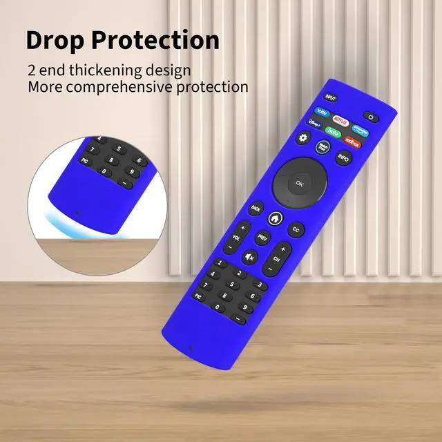 Alt view image 3 of 6 - Silicone Case Cover for Vizio XRT140 Remote Silicone Remote Cover for XRT140 Vizio Smart TV Remote Control Shockproof Sleeve with Lanyard (Blue)