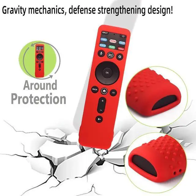 Alt view image 4 of 7 - Silicone Cover for VIZIO XRT260 Smart TV Remote VIZIO XRT260 Silicone Case Cover Shockproof Anti Slip Silicone Skin Sleeve with Lanyard(Red)