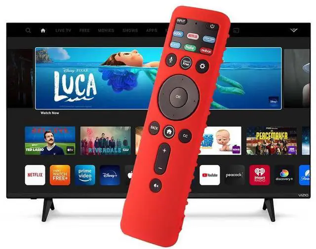 Alt view image 3 of 7 - Silicone Cover for VIZIO XRT260 Smart TV Remote VIZIO XRT260 Silicone Case Cover Shockproof Anti Slip Silicone Skin Sleeve with Lanyard(Red)