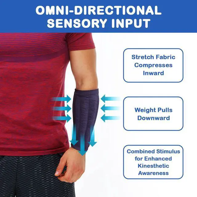 Alt view image 5 of 7 - Weighted Compression Sleeve (Size: SMALL,1/2lb. Single) Tremor Control, Strength/Movement Assistance, PT/OT(USE SIZE CHART/VIDEO FOR THE CORRECT SIZE)