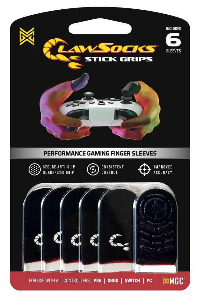 Alt view image 2 of 5 - MGC ClawSocks Stick Grips, Pack of 6, Performance Carbon Fiber Thumb Sleeves for Controller Gaming, Silicone Grip, Enhanced Aim, Control, Consistency and Comfort. Use with all Analog Stick Controllers