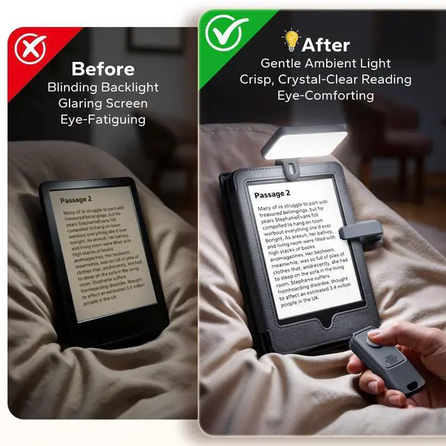 Alt view image 5 of 7 - Page Turner Remote for Kindle with Reading Time Tracker and Book Light Rechargeable for Kindle/ipad Reading in Bed, No Need to Remove Your Case (Black)