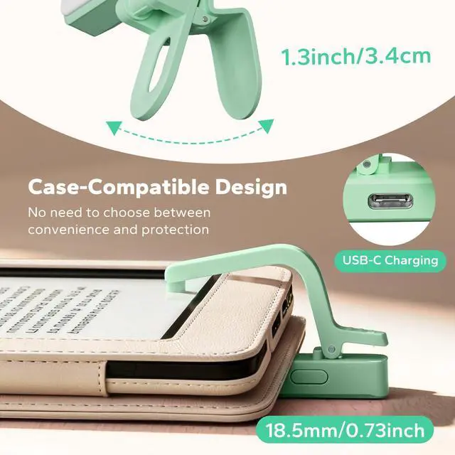 Alt view image 3 of 7 - RF Remote Control Page Turner with Book Light and Reading Time Tracker for Kindle, iPad, and Android. Clicker Page Turner for Kindle with Protective Case-Compatible Design(K3-Green)