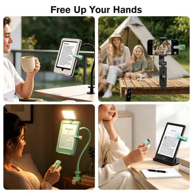 Alt view image 7 of 7 - RF Remote Control Page Turner with Book Light and Reading Time Tracker for Kindle, iPad, and Android. Clicker Page Turner for Kindle with Protective Case-Compatible Design(K3-Green)