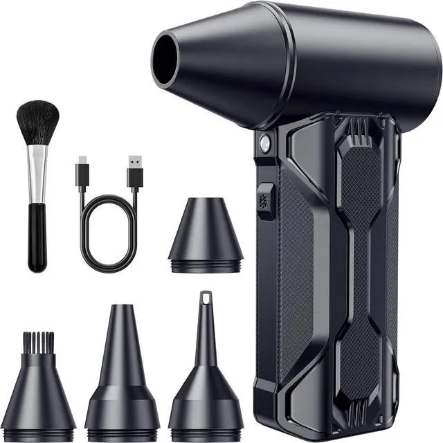 Main image of Compressed Air Duster, 110000 RPM High-Speed Electric Air Duster with Brushless Motor, 3-Speed Settings, Rechargeable Cordless Dust Blower with Fast Charging for PC, Keyboard, Car, Home (Black)