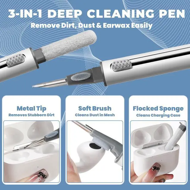 Alt view image 3 of 7 - Upgraded for Airpod Cleaner Kit (81 PCS), Multi-Tool with Cleaning Pen, Putty & Swabs, Removes Earwax & Dust, Compatible with AirPods Pro 1/2/3, Earbud, Headphones, Phone & Charging Port
