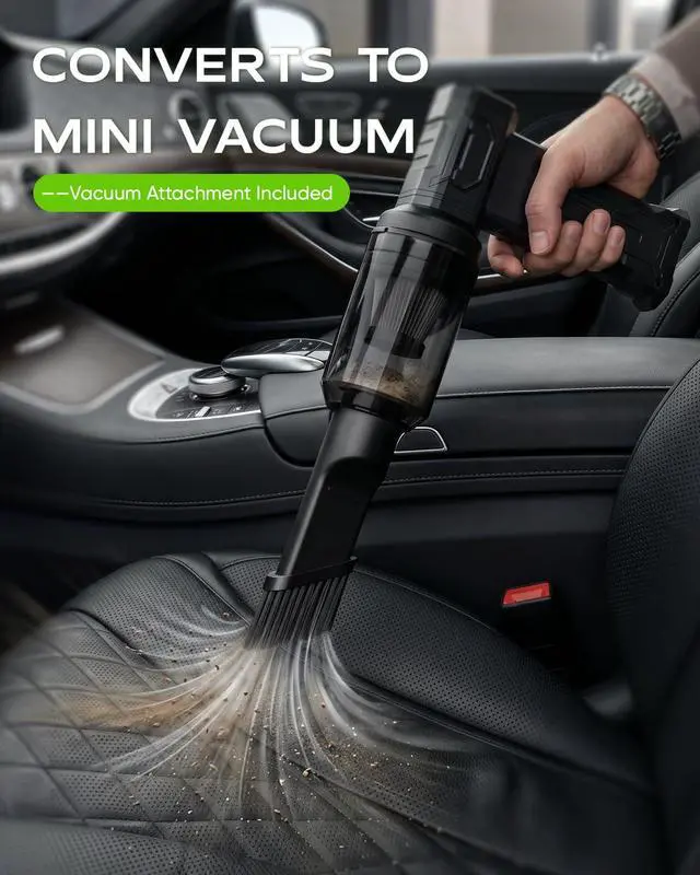 Alt view image 4 of 7 - Compressed Air Duster, 2-in-1 Blow & Vacuum, 110,000 RPM Electric Air Duster with 7 Nozzles, Rechargeable Air Blower with LED Light for PC, Keyboard, Electronics, Car Cleaning, USB-C