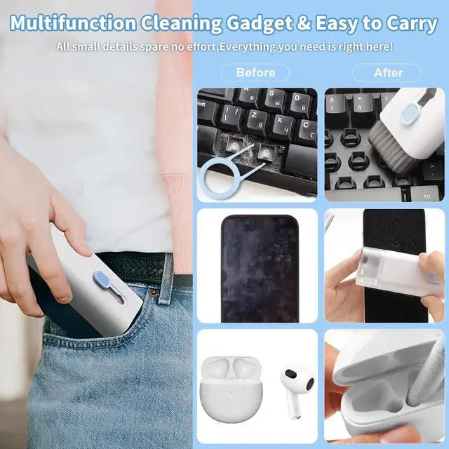 Alt view image 3 of 7 - 7-in-1 Keyboard Cleaner Earphones Cleaning Pen Keycap Puller Set Multifunctional Cleaning Kit For AirPods iPhone iMac MacBook
