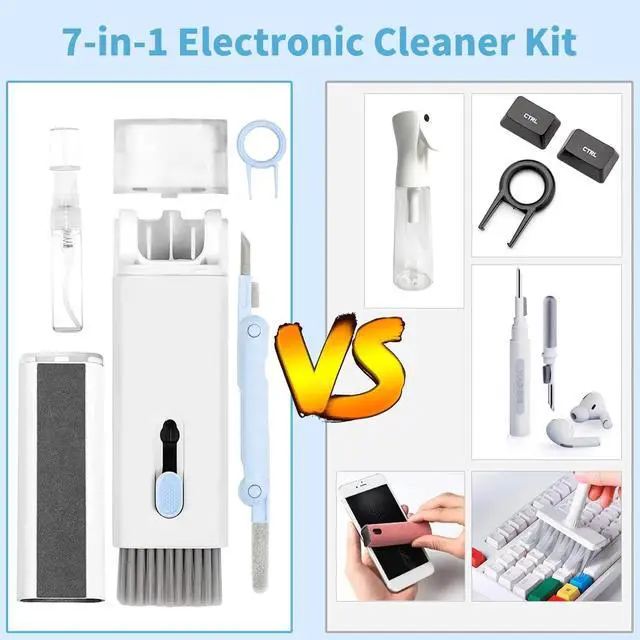 Alt view image 5 of 7 - 7-in-1 Keyboard Cleaner Earphones Cleaning Pen Keycap Puller Set Multifunctional Cleaning Kit For AirPods iPhone iMac MacBook