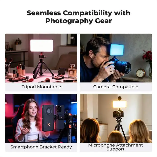 Alt view image 7 of 7 - 12W RGB Camera Video Light, 5000mAh CRI95+ 2700-7500K