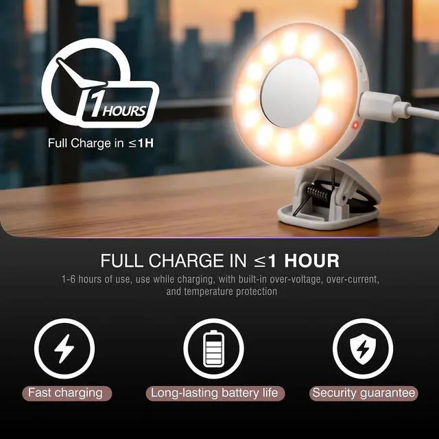 Alt view image 6 of 7 - Clip on Ring Light, Stepless Dial Control Selfie Light for iPhone Phone, Rechargeable Portable LED Phone Light for Women, Girls, Makeup, Selfies, Video, Live Streaming, Online Meetings