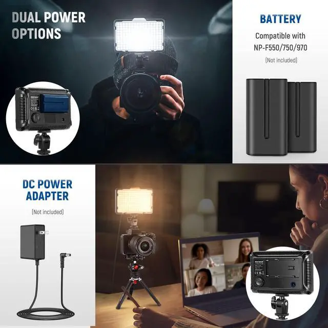 Alt view image 5 of 7 - on Camera Video Light Photo Dimmable 176 LED Panel with 1/4" Thread for , Nikon, Sony and Other DSLR Cameras, 5600K (Battery Not Included)