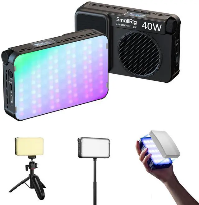 Main image of RM 40C Mini LED RGB Video Light, 4800mAh Battery, LCD Display, Portable Camera Light for Tiktok Youtube Content Creators Photographer Gifts, 2500K-10000K CRI 96 TLCI 99, Magnetic Mount - 5359