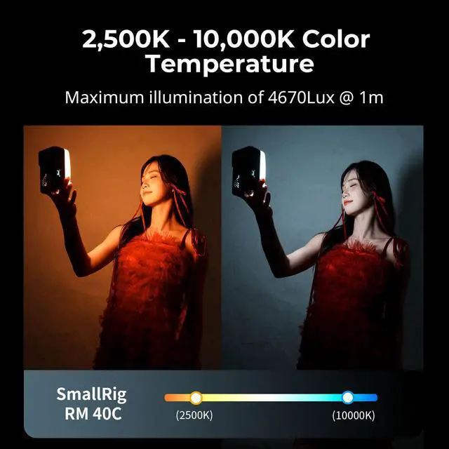 Alt view image 4 of 7 - RM 40C Mini LED RGB Video Light, 4800mAh Battery, LCD Display, Portable Camera Light for Tiktok Youtube Content Creators Photographer Gifts, 2500K-10000K CRI 96 TLCI 99, Magnetic Mount - 5359