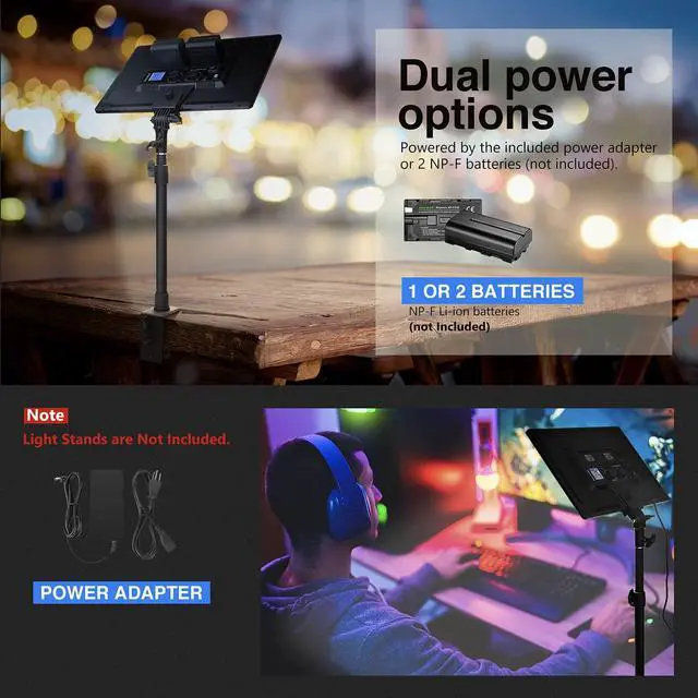 Alt view image 6 of 7 - NL288 LED Video Light with 2.4G Remote, 45W 4800Lux 3200K-5600K CRI 97+ Dimmable Bi-Color 18" Soft Light Panel for Photography YouTube Live Stream Game Zoom Meeting(Battery Not Included)
