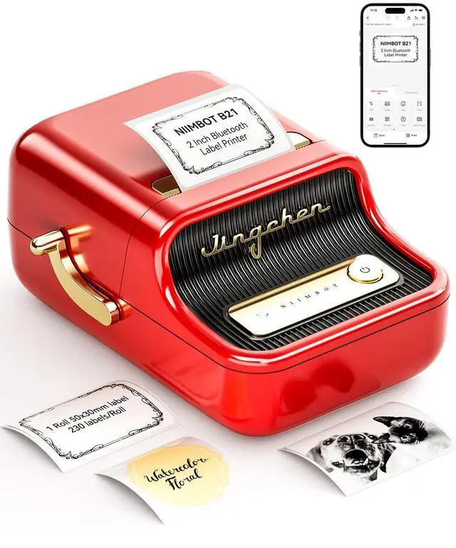 Main image of B21 Label Maker, 2 Inch Bluetooth Thermal Label Printer, Red