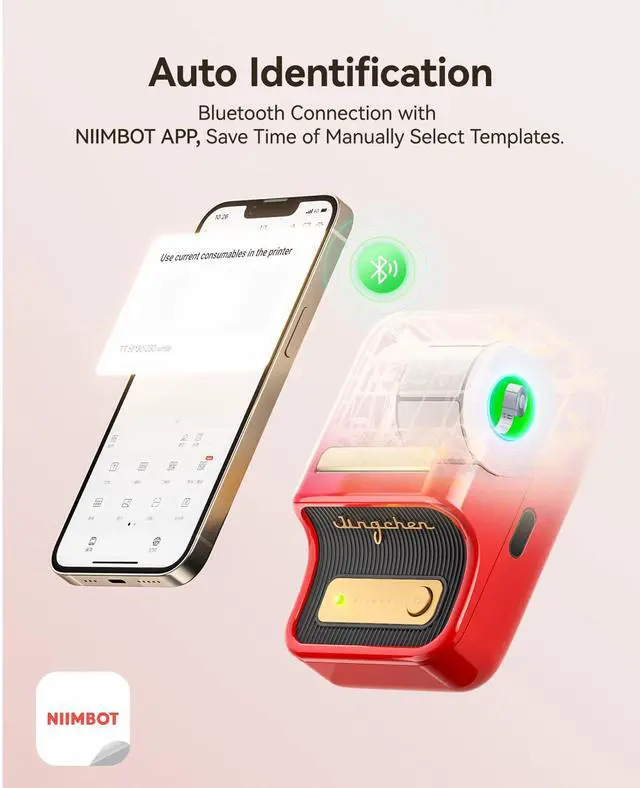 Alt view image 6 of 7 - B21 Label Maker, 2 Inch Bluetooth Thermal Label Printer, Red