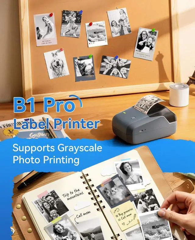 Alt view image 4 of 7 - B1 Pro Label Maker, 300DPI HD Label Printer with 3 Roll Label, Blue