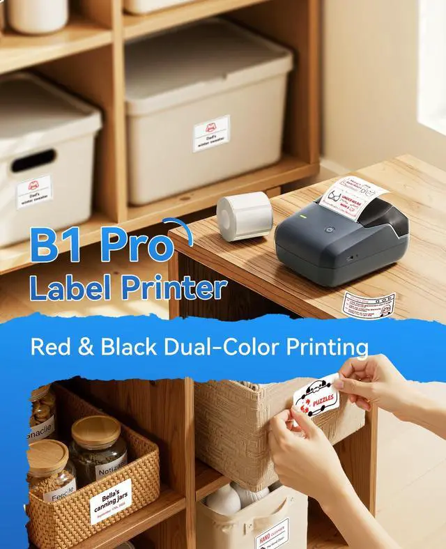 Alt view image 5 of 7 - B1 Pro Label Maker, 300DPI HD Label Printer with 3 Roll Label, Blue