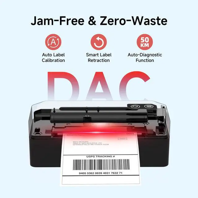 Alt view image 7 of 7 - Bluetooth Thermal Label Printer with Stand, Wireless 4x6 Shipping Label Printer for Small Business, Inkless Printing for USPS Etsy Shopify, Support iPhone Android Windows Mac (Black)