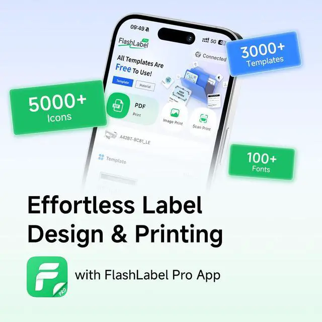 Alt view image 6 of 7 - Bluetooth Thermal Label Printer with Stand, Wireless 4x6 Shipping Label Printer for Small Business, Inkless Printing for USPS Etsy Shopify, Support iPhone Android Windows Mac (Black)