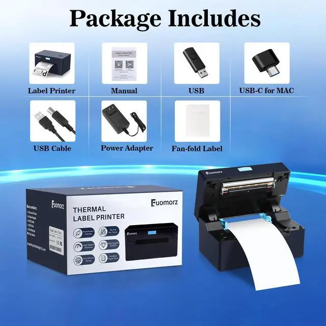 Alt view image 6 of 6 - Thermal Shipping Label Printer for Small Businesses4x6 Wireless Shipping Label PrinterBluetooth Label Maker Support Android,Mac,iPhone and Windows,Shopify,Etsy,USPS