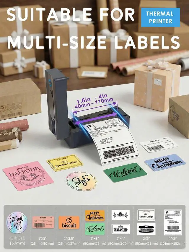 Alt view image 3 of 7 - Bluetooth Thermal Shipping Label Printer, 4x6 Wireless Thermal Label Printer for Small Business, Compatible with Android, iPhone, Windows & Mac