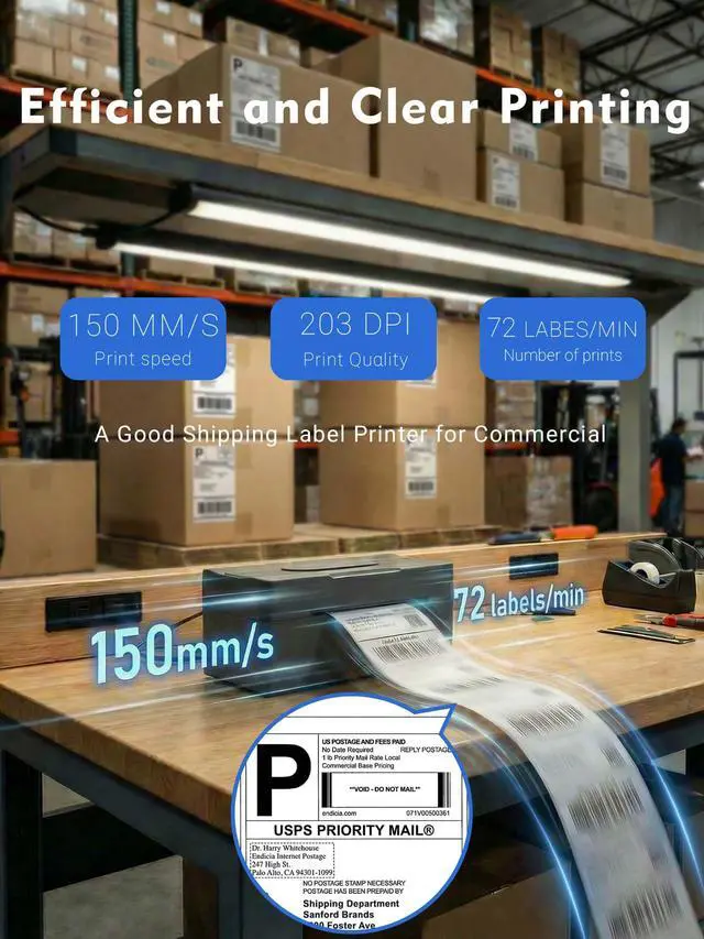 Alt view image 4 of 7 - Bluetooth Thermal Shipping Label Printer, 4x6 Wireless Thermal Label Printer for Small Business, Compatible with Android, iPhone, Windows & Mac