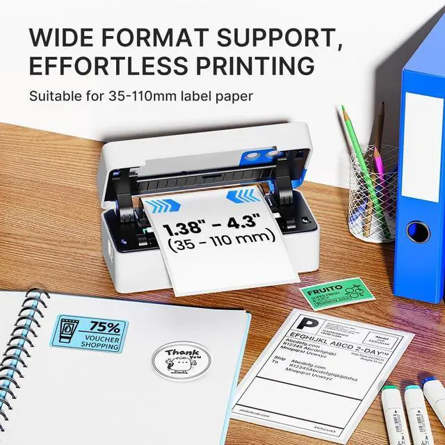 Alt view image 2 of 7 - Bluetooth Thermal Shipping Label Printer for Small Business, White