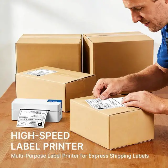 Alt view image 4 of 7 - Bluetooth Thermal Shipping Label Printer for Small Business, White