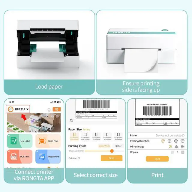 Alt view image 5 of 7 - Thermal Shipping Label Printer, Bluetooth Wireless 4x6 Sticker Label Maker for Package, Compatible with Windows, Mac, Android & iPhone