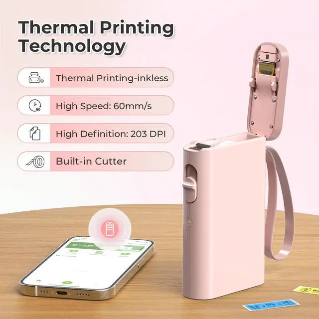 Alt view image 5 of 7 - Label Maker Machine with Tape, P21 Label Printer with 3 Tapes, Pink
