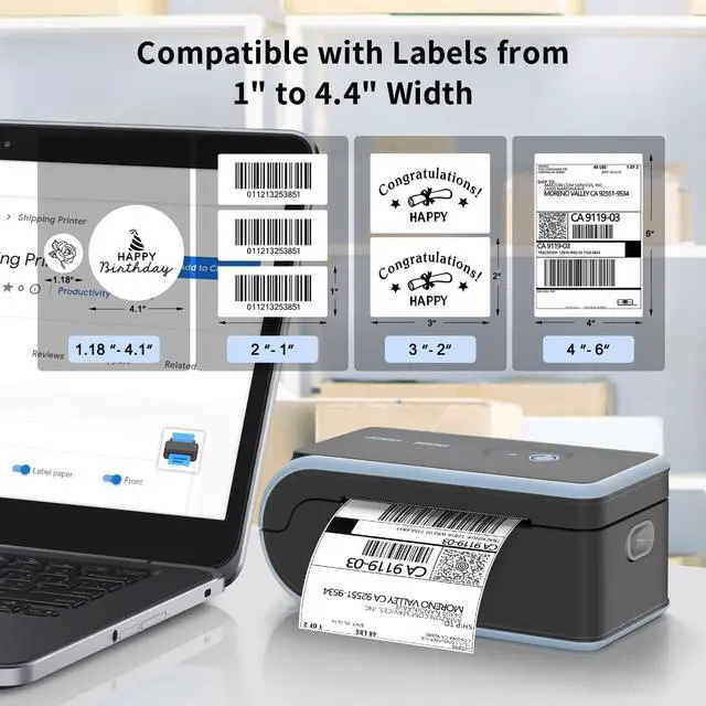 Alt view image 2 of 7 - Bluetooth Thermal Label Printer, Wireless with Built-in Paper Bin