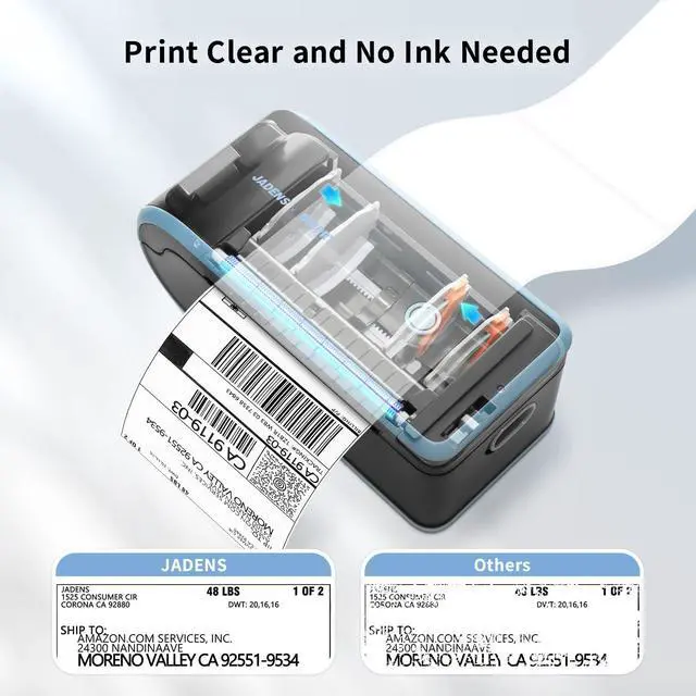 Alt view image 7 of 7 - Bluetooth Thermal Label Printer, Wireless with Built-in Paper Bin