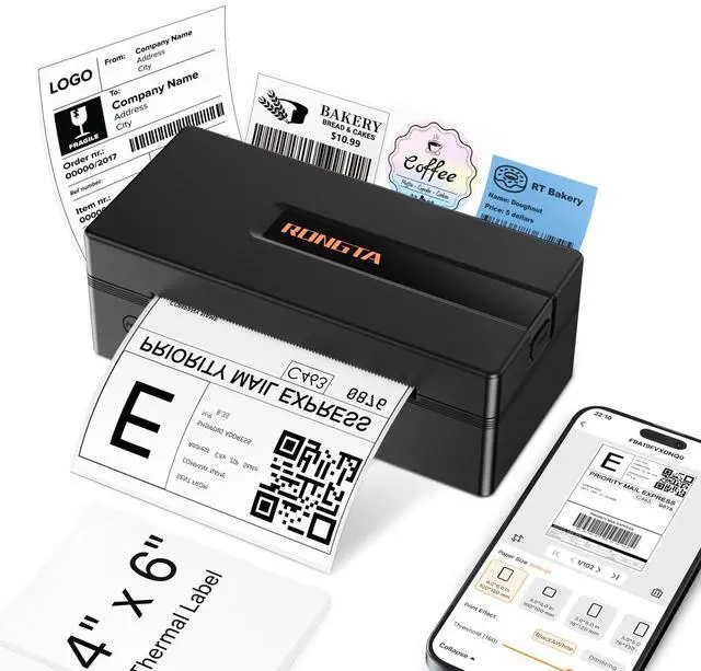 Main image of Bluetooth Thermal Shipping Label Printer: 4x6 Wireless Label Maker for Small Business - Compatible with Windows, Mac, iPhone& Android